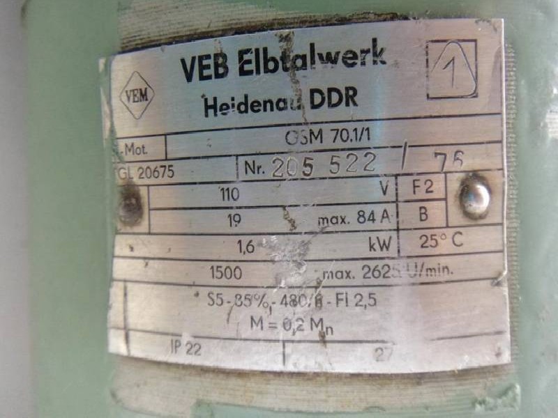 DC motor VEM, ELBTALWERK HEIDENAU GSM 70.1/1 ( GSM70.1/1 ) Neu ! photo on Industry-Pilot